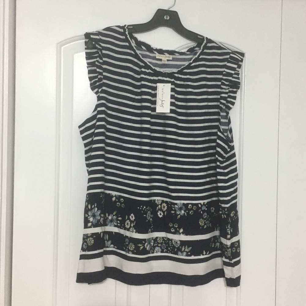 Maison Jules Striped Floral Blouse